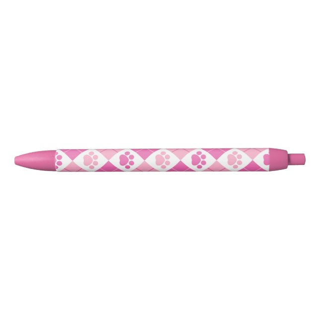 Pink Argyle Paw Print Pattern Pen (Front)