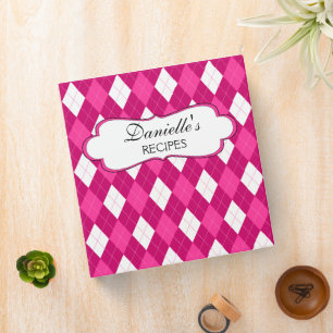 Pink Argyle Personalized 1.5 Inch Binder