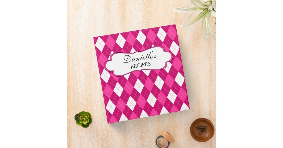 Pink Argyle Personalized 1.5 Inch Binder Zazzle