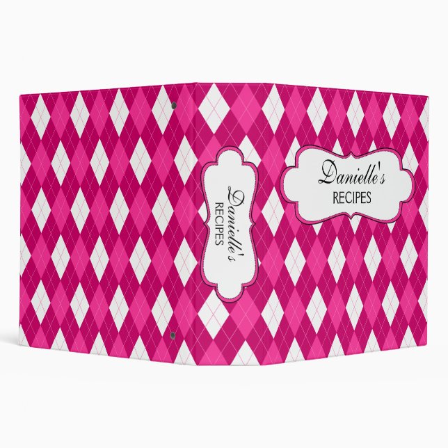 Pink Argyle Personalized 2 Inch Binder (Background)