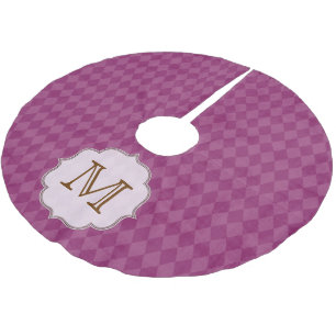 Pink Argyle Print Monogram Initial Tree Skirt