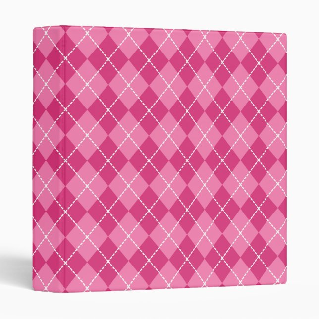 Pink Argyle School Scrapbook Binder Gift (Front/Spine)