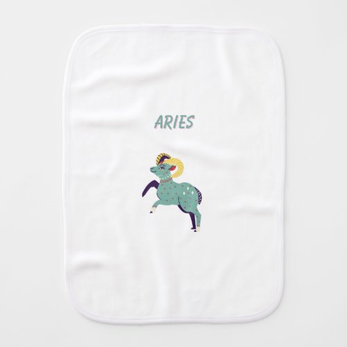 Pink Aries, zodiac, star sign print Baby Burp Cloth