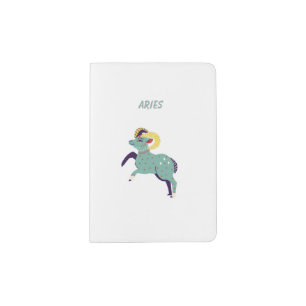 Pink Aries, zodiac, star sign print Passport Holder