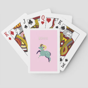 Pink Aries, zodiac, star sign print Poker Cards