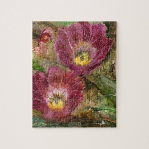 Pink Arizona Desert Flowers Jigsaw Puzzle