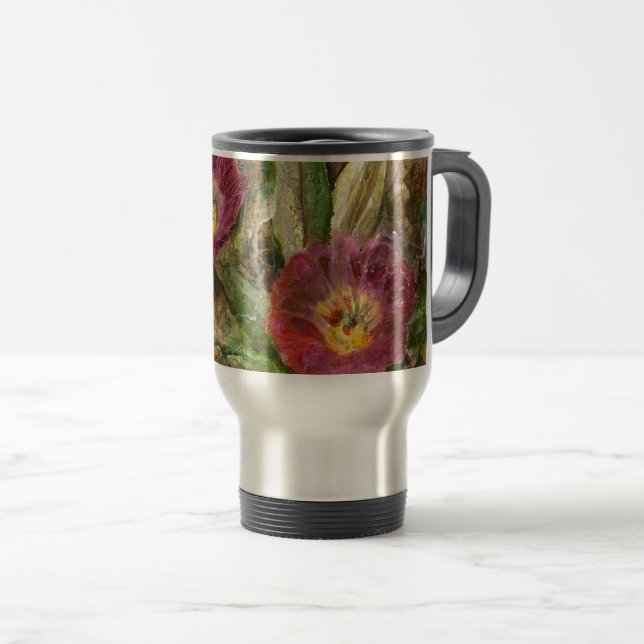 Pink Arizona Desert Flowers Travel Mug (Front Right)