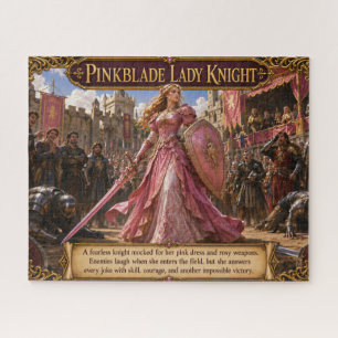 Pink Armored Female Knight in Medieval Fantasy Ar Jigsaw Puzzle