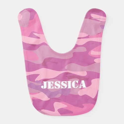 Pink army camo camouflage baby bib for girl