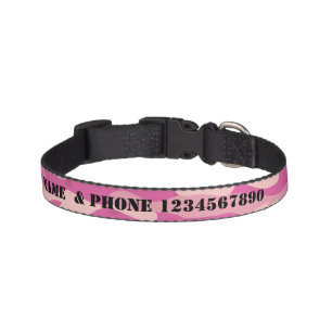 Pink army camo camouflage color custom dog name pet collar