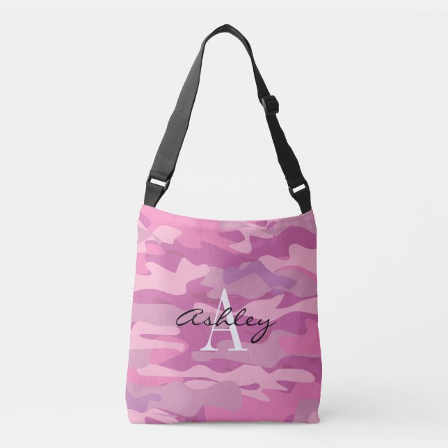 Pink army camo camouflage custom cross body bag (Front)