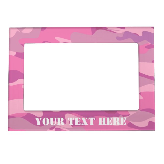 Pink army camo camouflage picture frame magnet (Front)