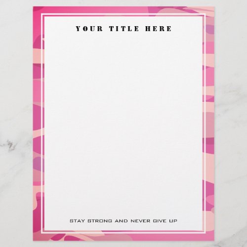 Pink army camo elegant custom stationery paper