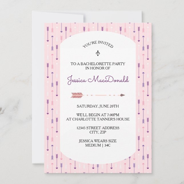 Pink Arrows - Bachelorette Party Invitation (Front)