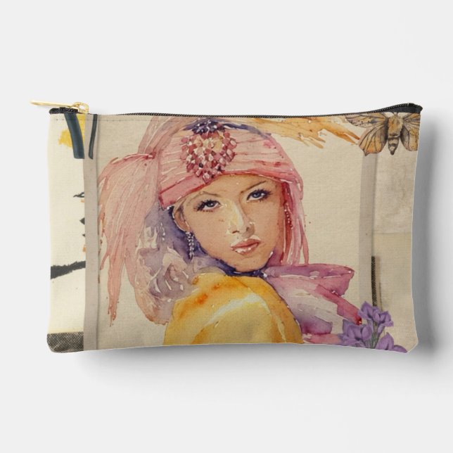 Pink Art deco accessories bag (Front)