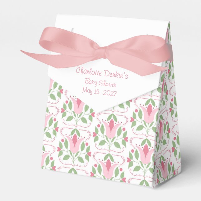 Pink Art Deco Baby Shower Favor Box (Front Side)