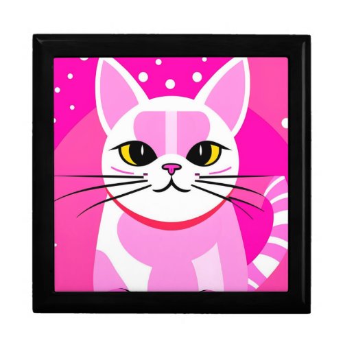 Pink Art Deco Cat Jewelry Box