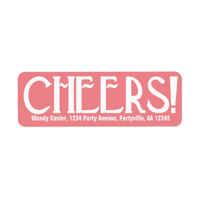 Pink Art Deco Cheers Label (Front)