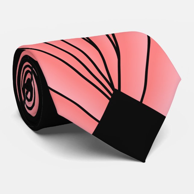 Pink Art Deco Design Neck Tie (Rolled)
