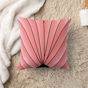 Pink Art Deco Fan Design Throw Pillow