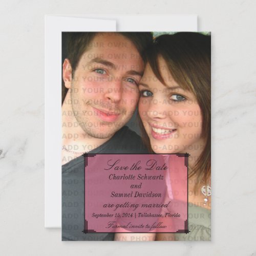 Pink Art Deco Frame Save the Date Invite