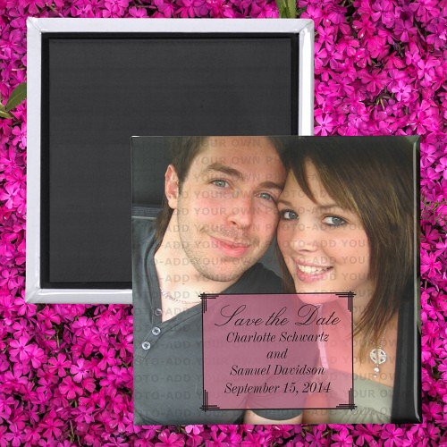 Pink Art Deco Frame Save the Date Magnet