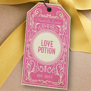 Pink art deco love potion apothecary label