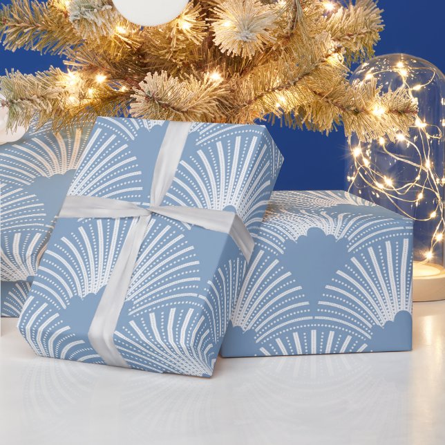 Pink art-deco pattern on white background wrapping wrapping paper (Holidays)