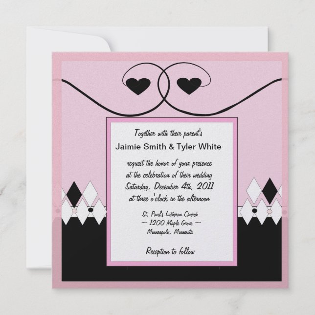 Pink Art Deco Wedding Invitation (Front)