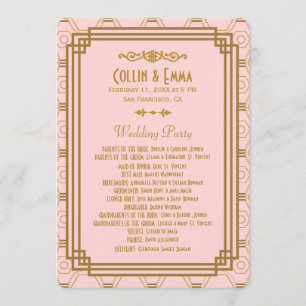 Pink Art Deco Wedding Programs