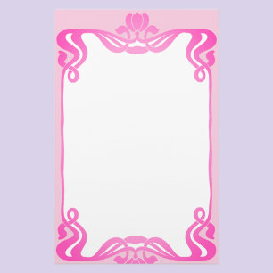 Pink Art Nouveau Border Stationary Stationery