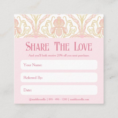 Pink Art Nouveau Floral Referral Card