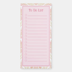 Pink Art Nouveau Floral To Do List Notepad