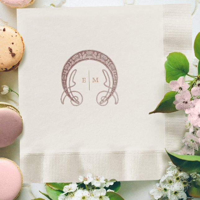 Pink Art Nouveau Monogram Initials Table Decor Napkins (Creator Uploaded)