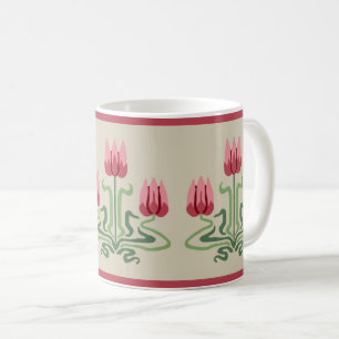 Pink Art Nouveau Tulip Trio Coffee Mug