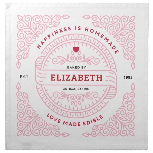 Pink Artisan Baking Rising Dough Cover Cloth Napkin (Front)