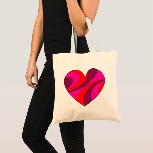 Pink Artistic Heart Tote Bag