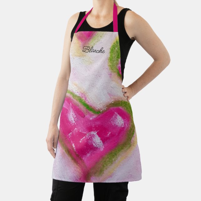 Pink Artistic Hearts Chalk Hand-painted Apron (Insitu)