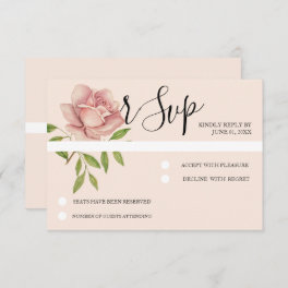 Pink Artistic Watercolor Rose Hand-painted RSVP Card