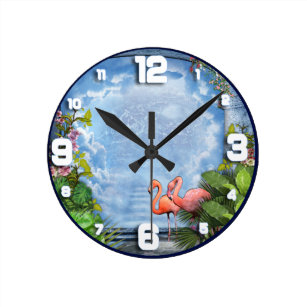 Flamingo with Flower Wreath Pattern Pink Color Printed Non-Ticking Round Wall Clock 9.84” Battery Operated Silent Desk Clock for Bedroom Living Room Home Office School Wall Decor Flamingo with Flower Wreath Pattern Pink Color Printed Non-Ticking Round Wall Clock 9.84” Battery Operated Silent Desk Clock for Bedroom Living Room Home Office School Wall Decor