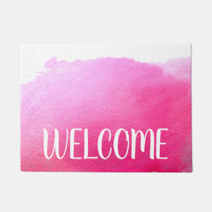 Pink arty watercolor theme welcome mat