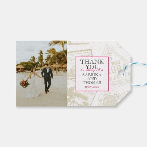 Pink Aruba Wedding Photo Gift Tags