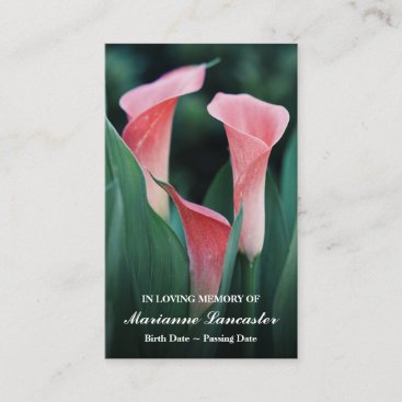 Pink arum lily | Memorial Funeral Prayer cards