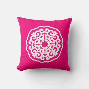 Pink Asian Moods Mandalla Throw Pillow