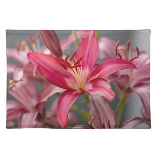 Pink Asiatic Lily, Flower Photography Cloth Placemat