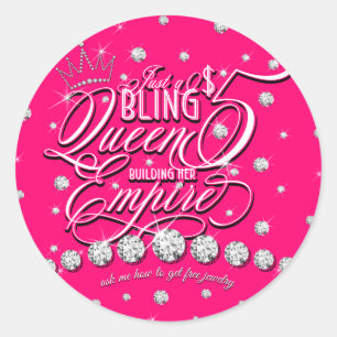 Pink Ask me how to get free bling crown jewelry Classic Round Sticker