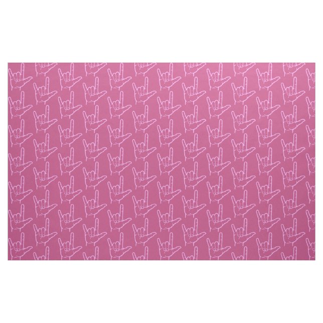Pink ASL I Love You Patterned Fabric (Yard)