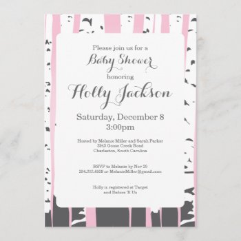 Pink Aspen Trees Baby Shower Invitation by cranberrydesign at Zazzle