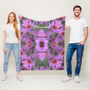 Pink Aster Flowers Abstract Personalized Fleece Blanket