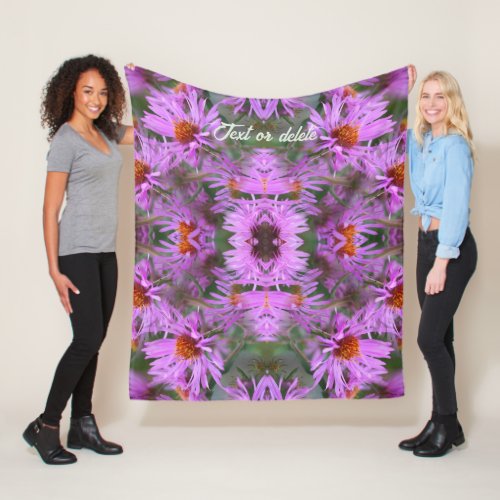 Pink Aster Flowers Abstract Personalized Fleece Blanket